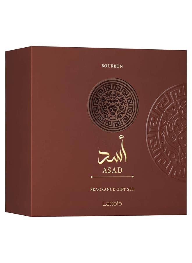 Lattafa Gift Set - Asad Bourbon 100ml + 12ml + Shower Gel - Image 3
